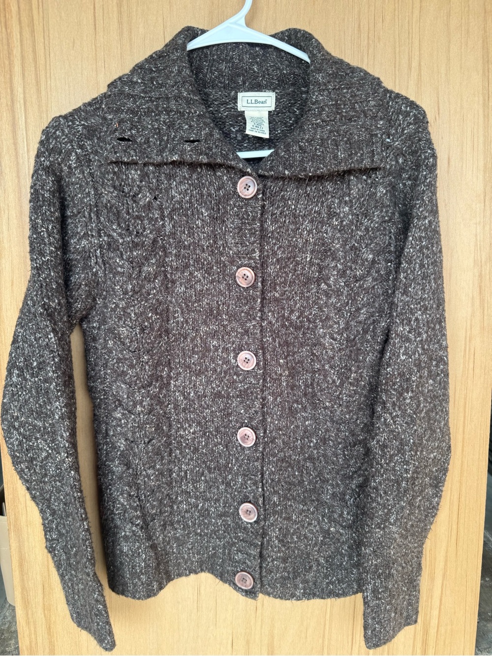 L.L. Bean Brown Wool Marled Button-Up Women's Cardigan Sweater